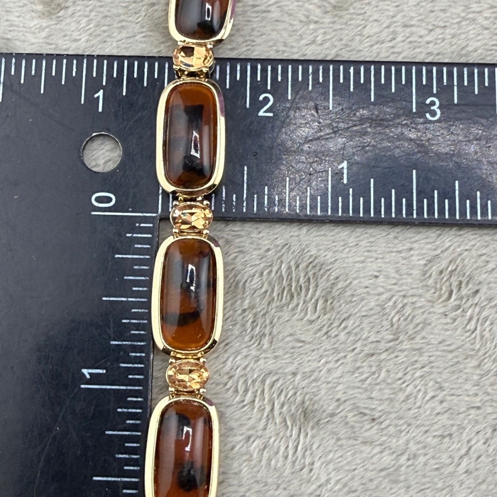 Vintage Monet Bracelet Gold Tone Brown Rootbeer Rhinestone 7" - Picture 4 of 9